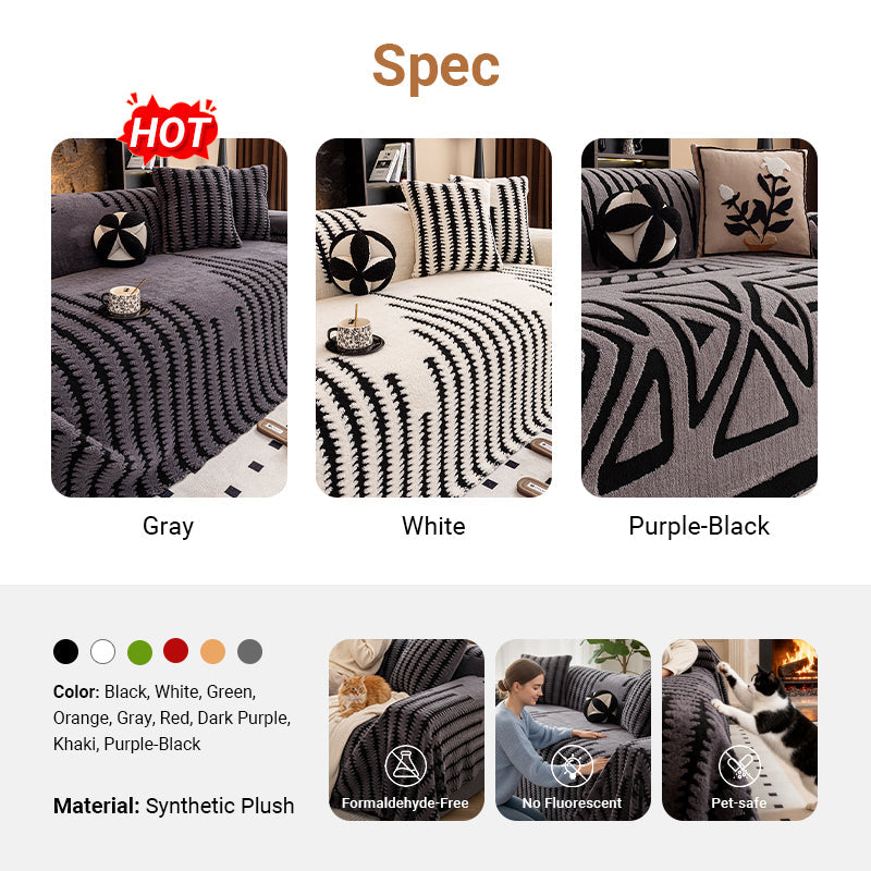 ✨Soft, non-slip plush sofa cover