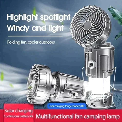 🔥🎁Hot Sale 50% OFF🎁🔥Portable Solar Powered Camping Lantern with Fan for Outdoor