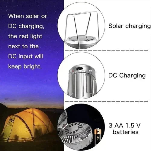 🔥🎁Hot Sale 50% OFF🎁🔥Portable Solar Powered Camping Lantern with Fan for Outdoor