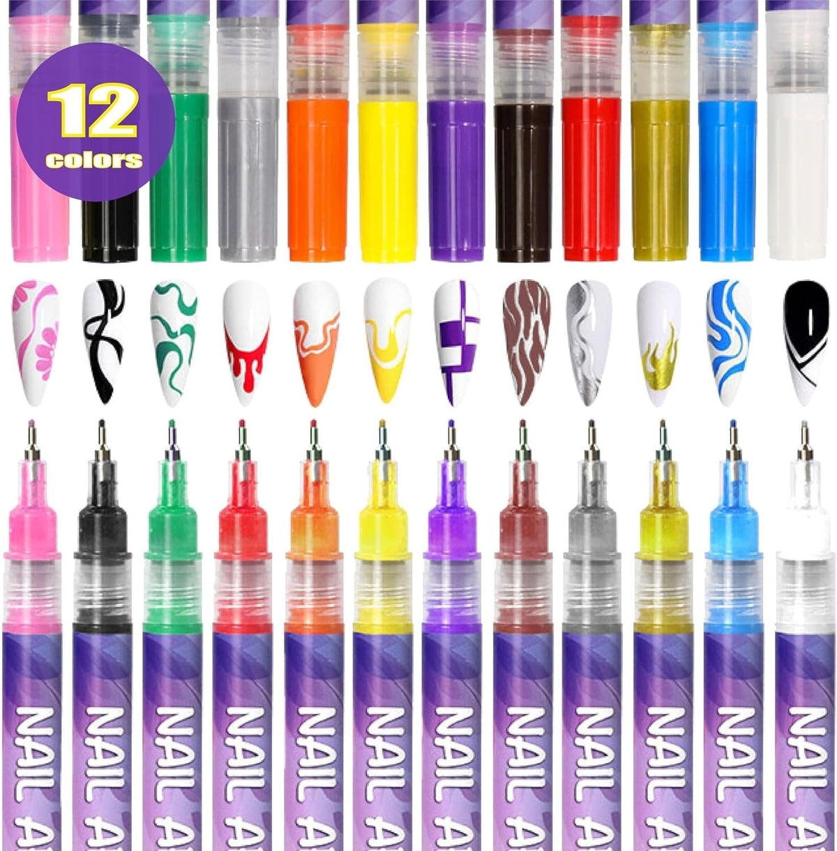 🎁Hot Sale 50% OFF⏳🎨12 Colors Nail Art Pens Set