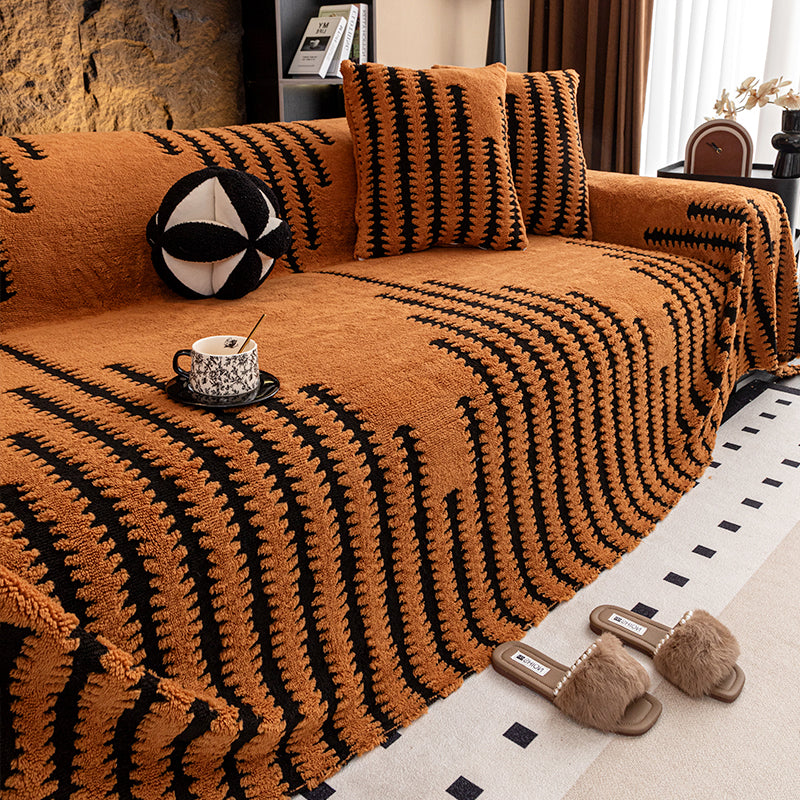 ✨Soft, non-slip plush sofa cover