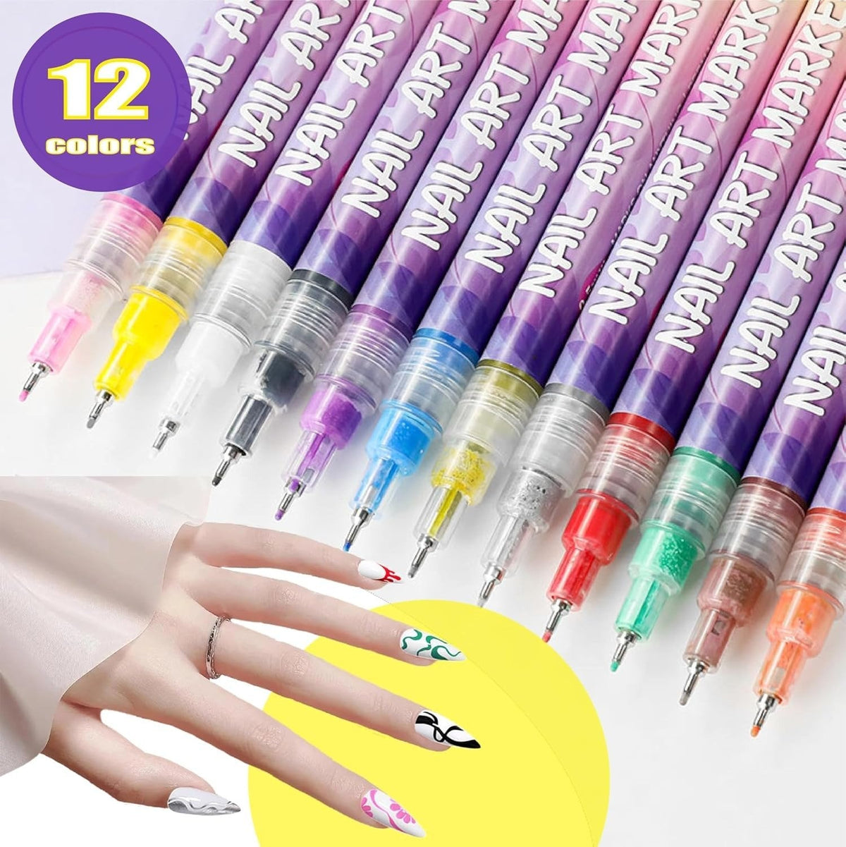 🎁Hot Sale 50% OFF⏳🎨12 Colors Nail Art Pens Set