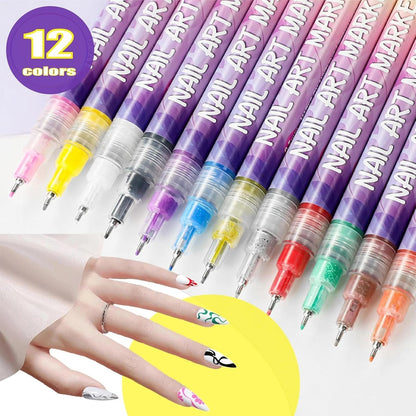 🎁Hot Sale 50% OFF⏳🎨12 Colors Nail Art Pens Set