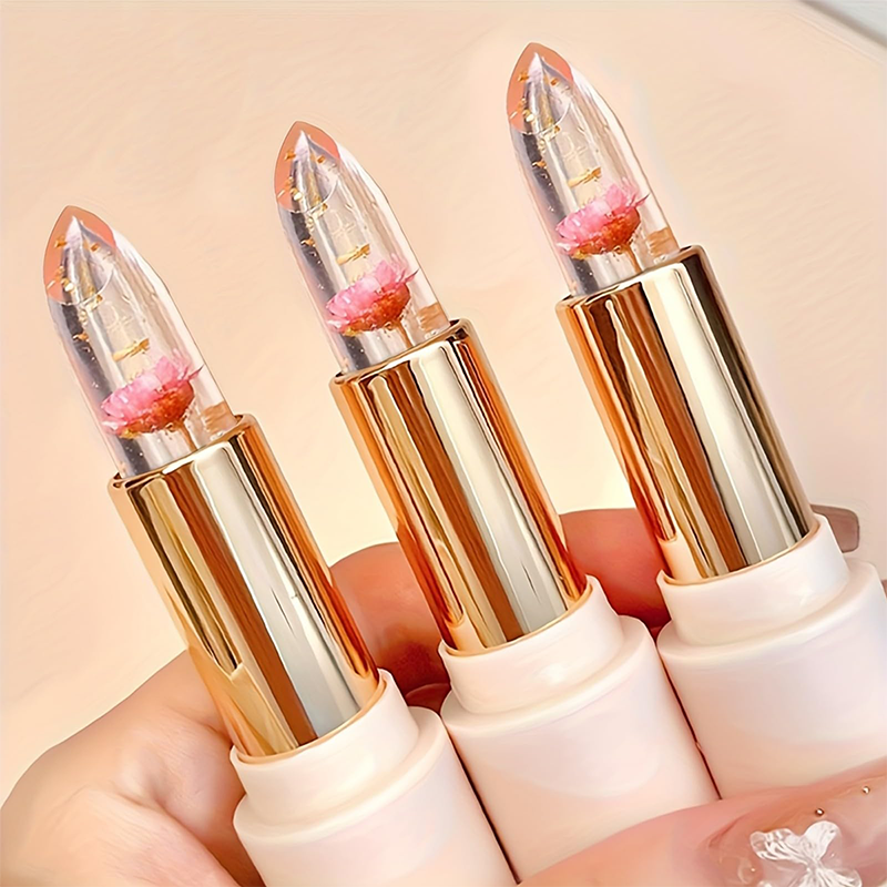 ❣️Buy 1 Get 1 Free❣️Flower Clear Jelly Lipstick With Temperature Change Color