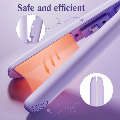 2-in-1 Mini Curling Wand & Flat Iron Hair Straightener