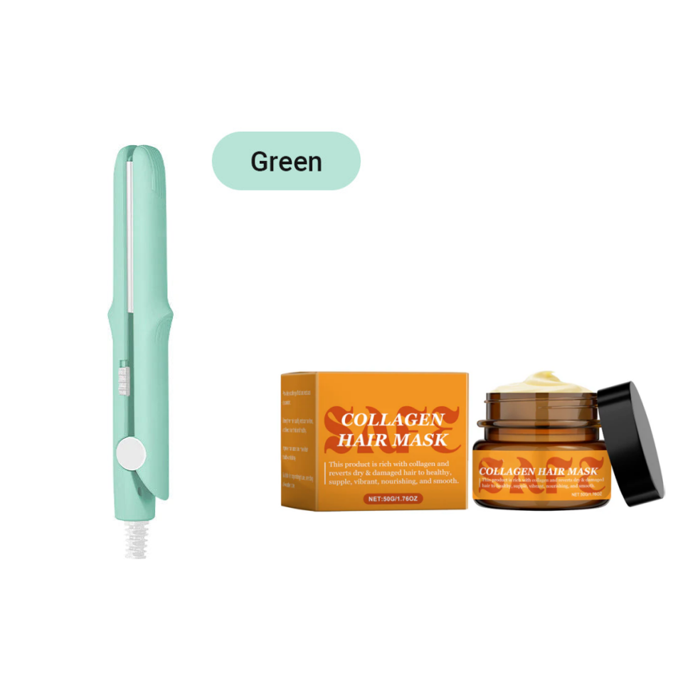 2-in-1 Mini Curling Wand & Flat Iron Hair Straightener