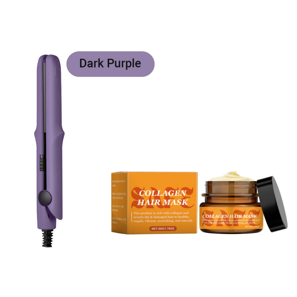 2-in-1 Mini Curling Wand & Flat Iron Hair Straightener
